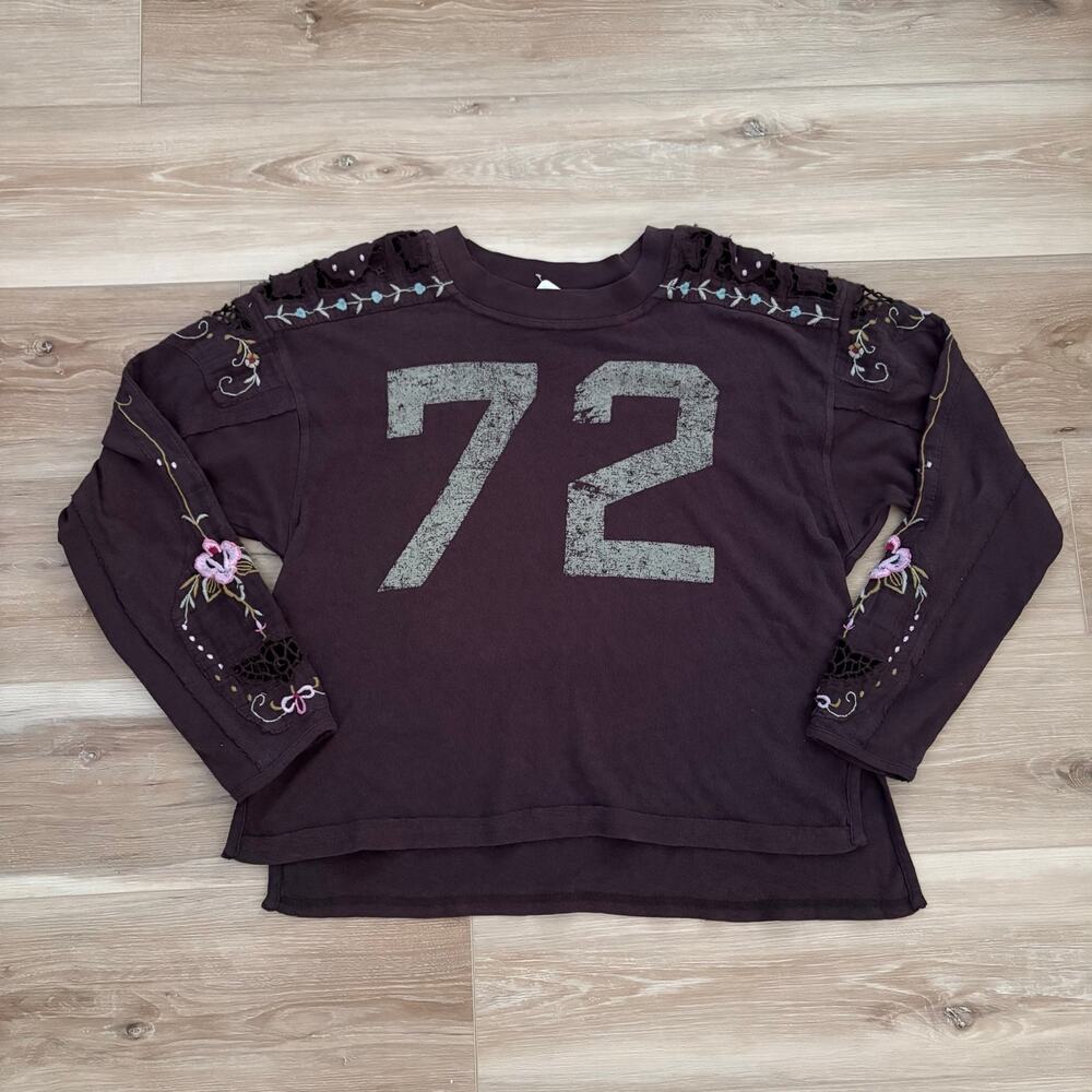 Free People Lilith Floral Embroidered Top XS